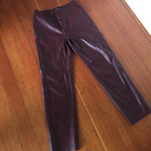 Burgundy Faux Leather Pants